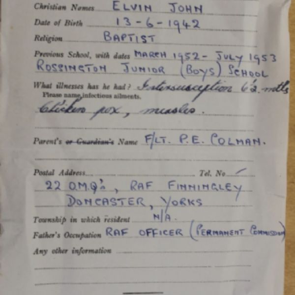 Grammar School Entrance Form